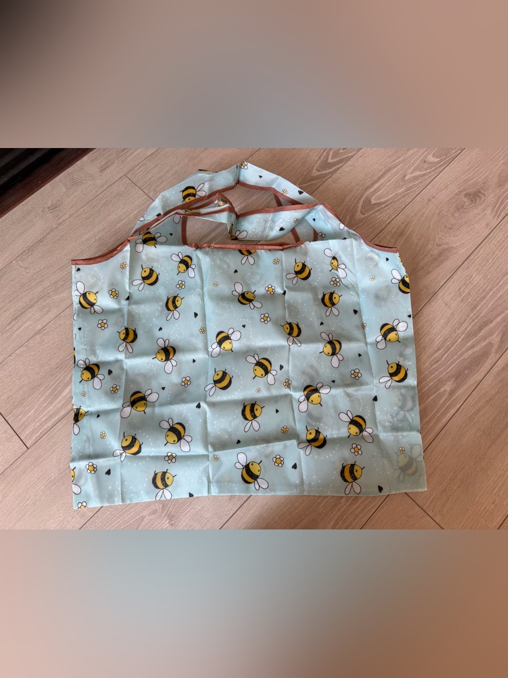 Bee Print Reusable Shopping Bag 15x20in Large Capacity Nylon